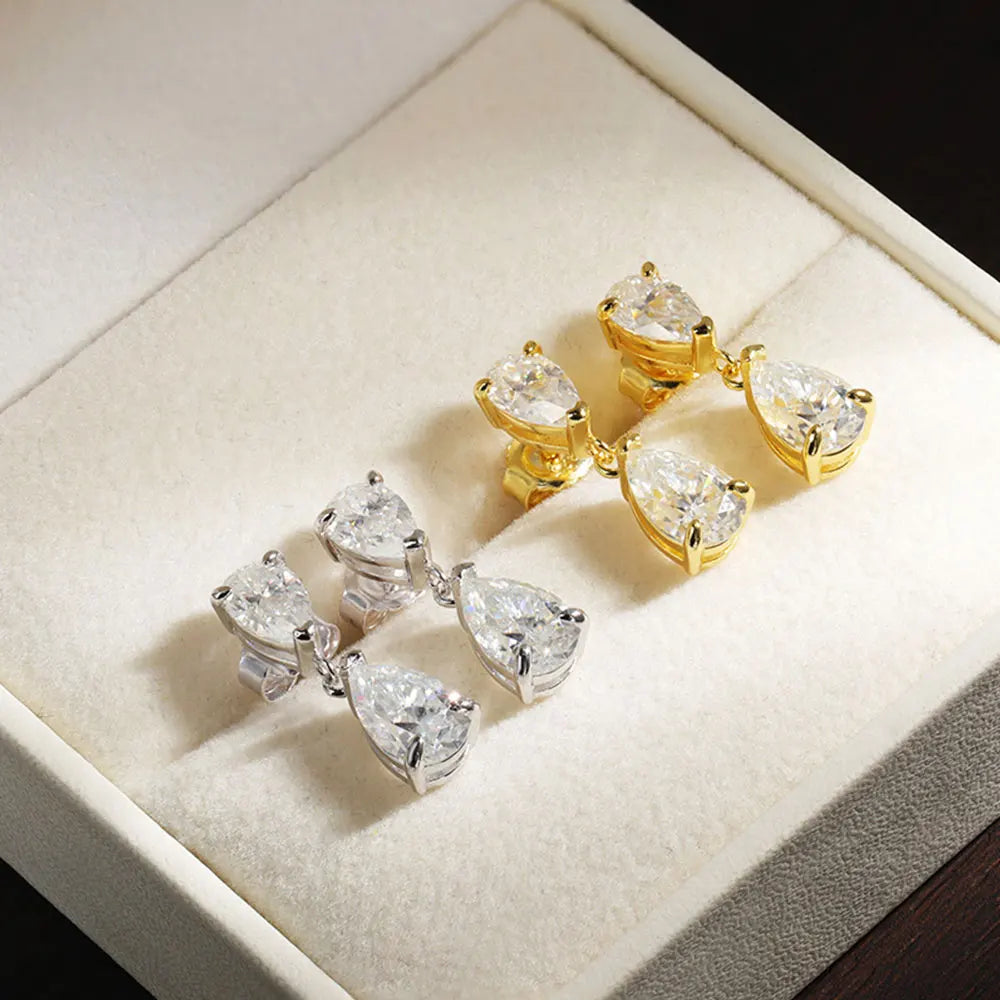 D VVS1 Pear Moissanite Drop Earrings for Women GRA Certified Diamond Solid s925 Silver Plated 18k Gold Wedding Earring