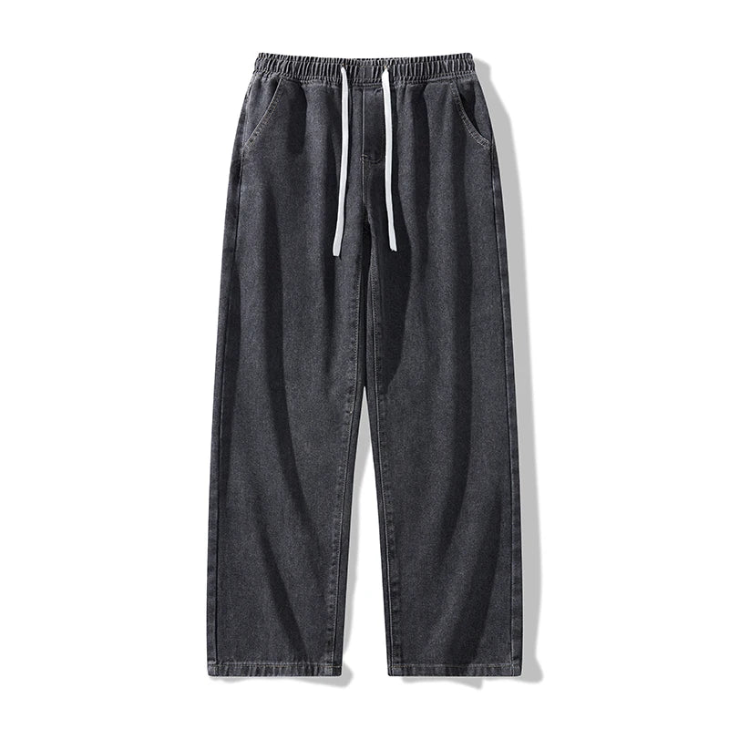 Calça Jeans Masculina Primavera Outono Tendência High Street Reta Perna Larga Roupas Masculinas Calça Jeans Corte Reto