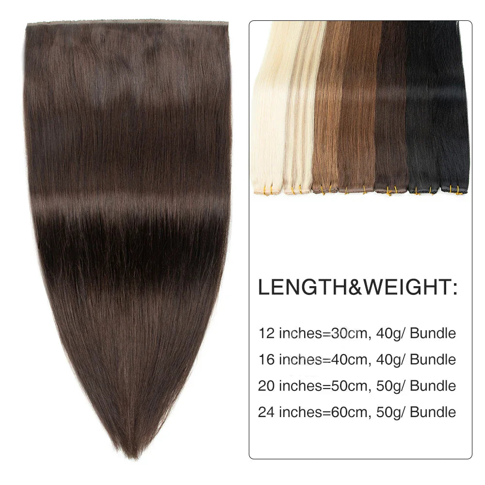 Invisible Hole Flat Pu Tape Human Hair Twin Tabs 25cm Long Tape PU Weft Real Human Hair No Glue Microlink Application 40-50g