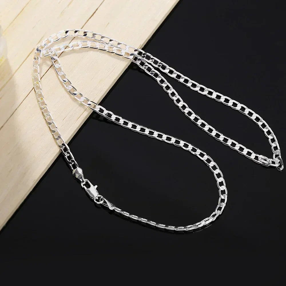 Men's 925 Sterling Silver Necklace 2/4/6/8/10/12MM 40-75cm Chain Lobster Clasp Man Boy Women Engagement Jewelry