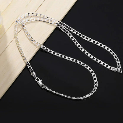 Men's 925 Sterling Silver Necklace 2/4/6/8/10/12MM 40-75cm Chain Lobster Clasp Man Boy Women Engagement Jewelry
