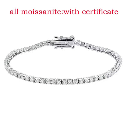 2MM D Color 100% Real Moissanite Tennis Bracelet for Women Lab Diamond Original Silver 925 Jewelry Hip Hop Party Chain