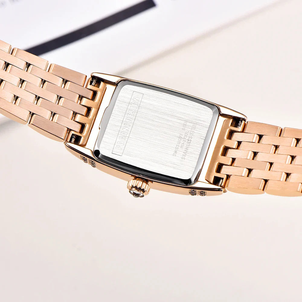 New 22mm Square Women's Quartz Watch Stainless Steel Sapphire Glass 50m Waterproof Women's Quartz Watch