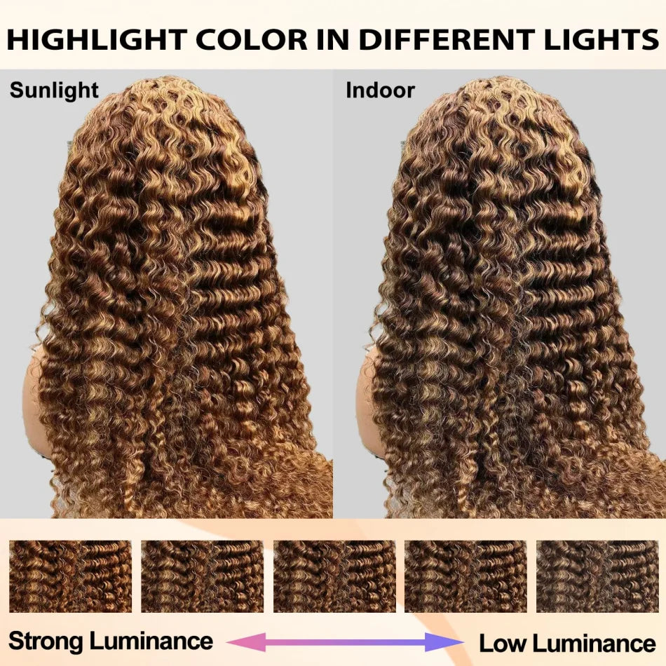 30 Inch Curly Highlight Ombre Lace Front Wig Human Hair Wigs Colored Deep Wave 13X6 Hd Lace Frontal Wig Pre Plucked 250 Density