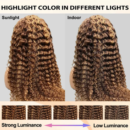 30 Inch Curly Highlight Ombre Lace Front Wig Human Hair Wigs Colored Deep Wave 13X6 Hd Lace Frontal Wig Pre Plucked 250 Density