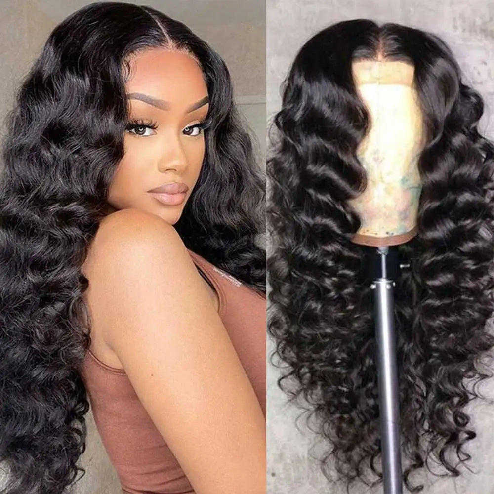 13x6 HD Lace Loose Deep Wave Frontal Wigs 40 42 Inch Deep Curly Lace Front Human Hair Wigs Preplucked Glueless Wig Human Hair