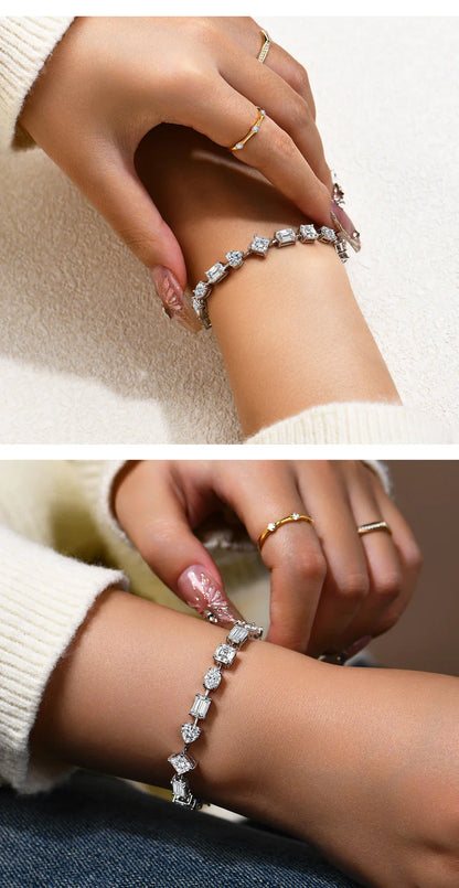 D Color All Moissanite Bracelet for Women Men 100% 925 Sterling Silver Diamong Wedding Bridal Luxury Hand Jewelry Gift