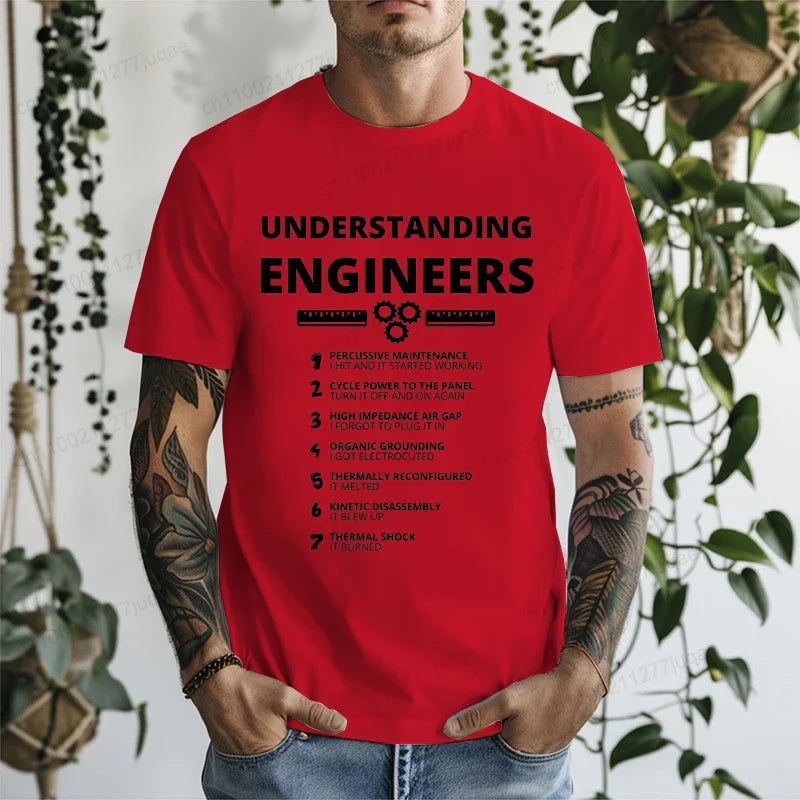 Understanding Engineers Funny Sarcastic T Shirt Men Casual Short Sleeve Graphic Tees T-Shirts Engineering Humor Streetwear Gift