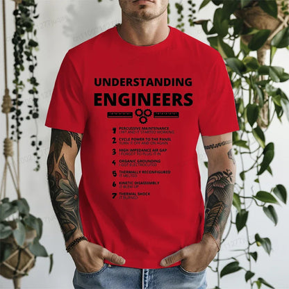 Understanding Engineers Funny Sarcastic T Shirt Men Casual Short Sleeve Graphic Tees T-Shirts Engineering Humor Streetwear Gift