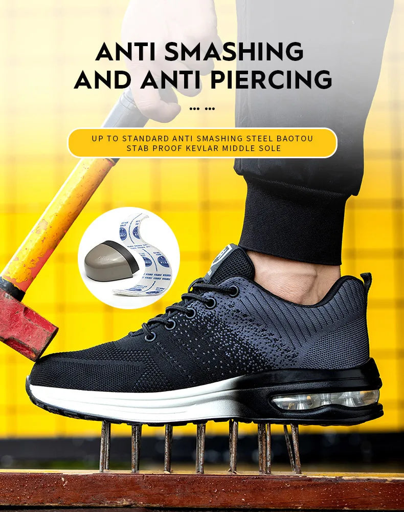Steel Toe Shoes Safety Protective Shoes Air Cushion Work Safety Shoes Men Women Breathable Work Sneaker Anti Smash Anti-puncture