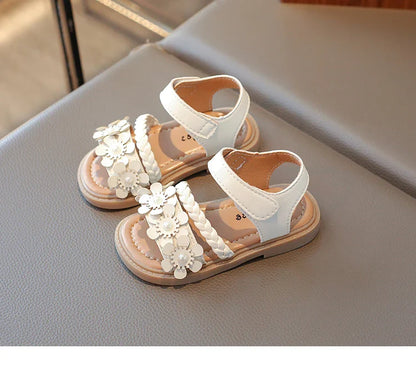2026 High Quality Girls Sandals Flower Sweet Soft Children's Beach Shoes Kids Cute Summer Floral Sandals Princess Fashion 22-31