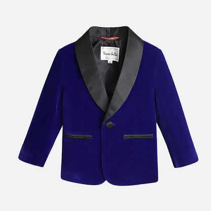 Boys Velvet Blazer Jacket Pants Bowtie 3PCS Photograph Suit Kids 1Year Birthday Dress Children Wedding Performance Evening Set