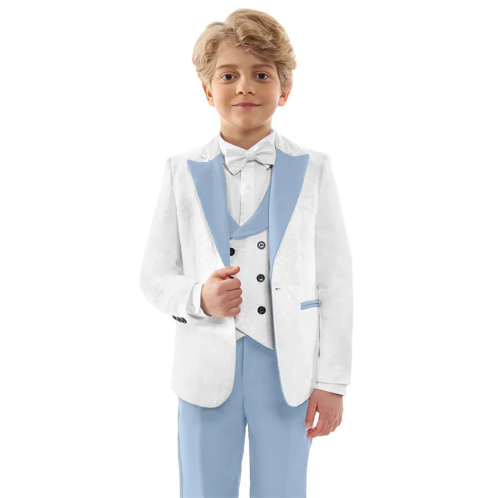 24-Hour Shipping Paisley Boys Suit Set For Shoot Kids Formal Suits Wedding Ring Bearer Graduation Tuxedo For Child 3-14 Years