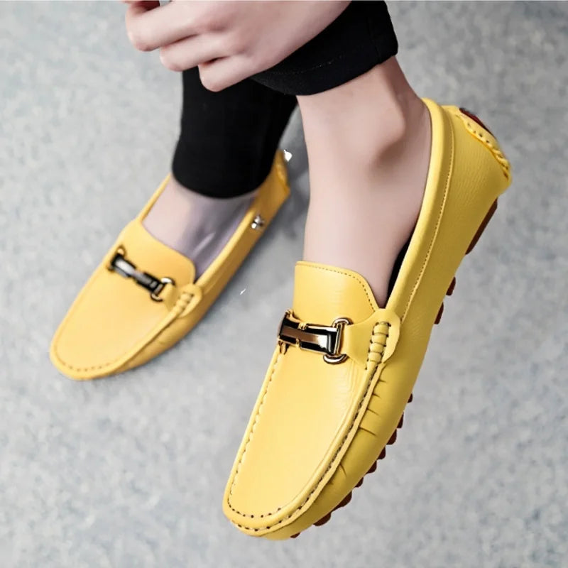 Shoes Men Handmade PU Leather Loafer Casual Driving Flats Slip-on Shoes Luxury Comfy Moccasins White Loafers Shoes for Men