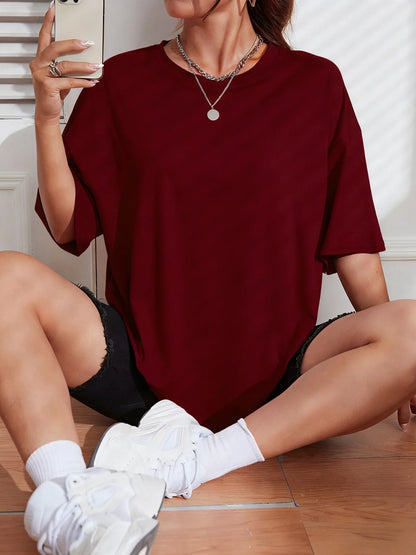 Cotton Solid Color Summer T Shirt Female Street Hip Hop T-shirts Cotton Casual Short Sleeve Comfortable Fashion Tee Tops