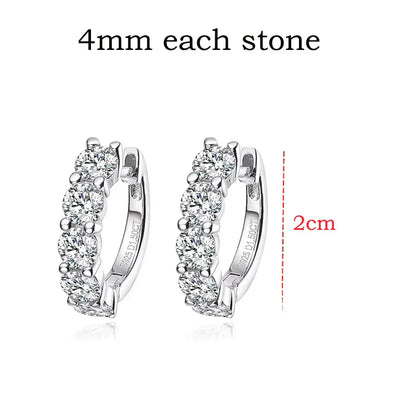 18k 3cttw Moissanite Hoop Earring for Women 4mm Stones D Color Sparkling Created Diamond Earring 100% 925 Sterling Silver