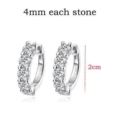 18k 3cttw Moissanite Hoop Earring for Women 4mm Stones D Color Sparkling Created Diamond Earring 100% 925 Sterling Silver