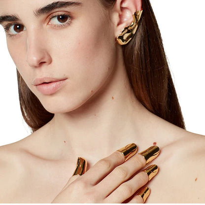Punk Vintage Half Ear Contour Metal Ear Clip Stud Earrings For Women girls Ear Bones Clip Fashion Earring Jewelry Gift