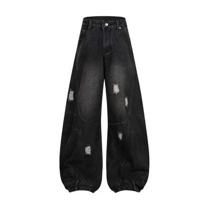 Autumn New Men's 98% Cotton Jeans American Y2k Streetwear Hole Patchwork Design Denim Pants Youth Straight Baggy Stretch Jeans
