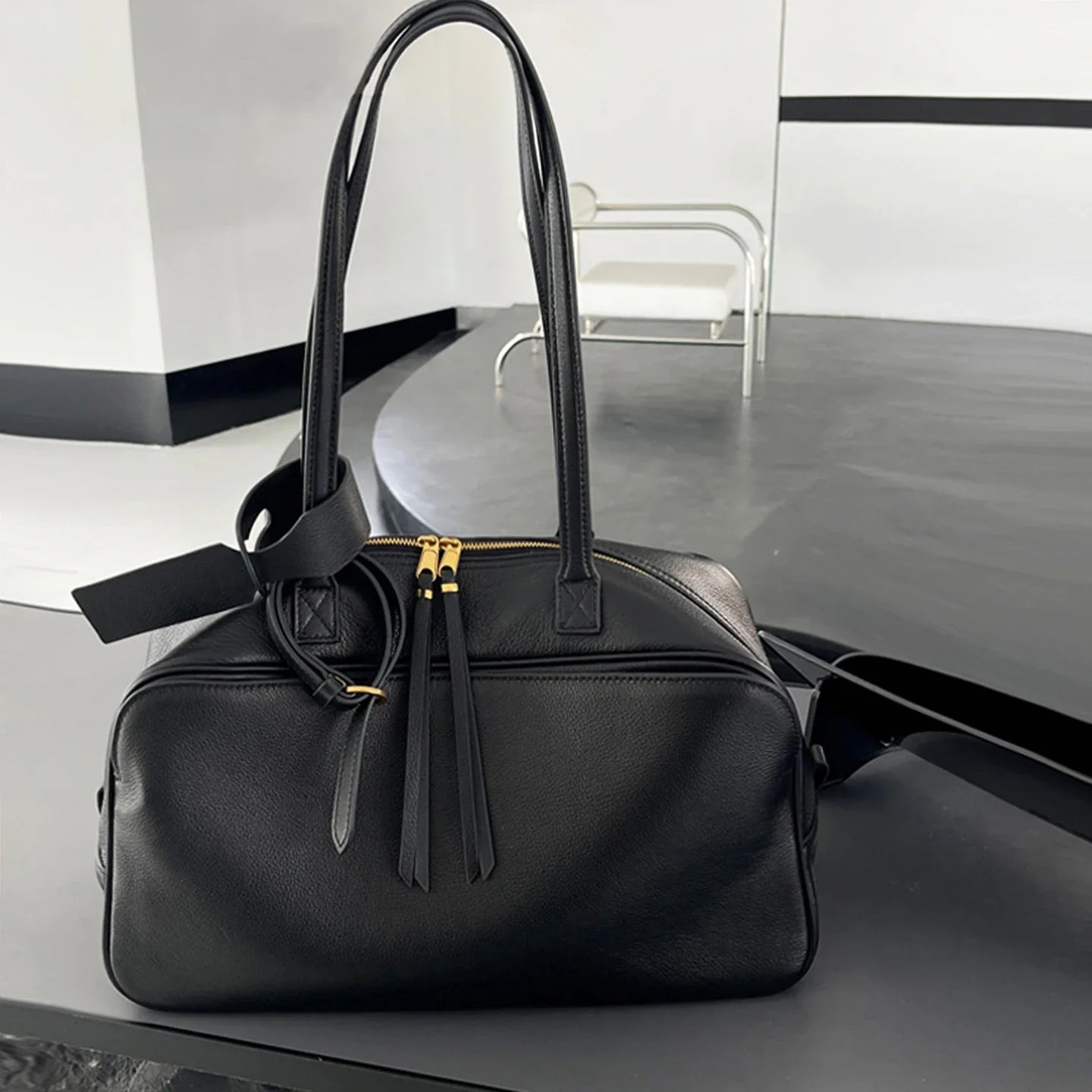 High version genuine leather pillow bag for women 2025 new all-match large capacity first layer cowhide bowling bag for women