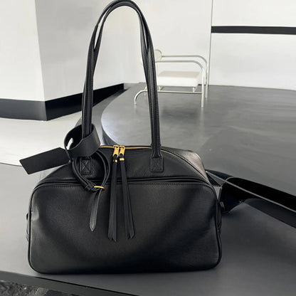 High version genuine leather pillow bag for women 2025 new all-match large capacity first layer cowhide bowling bag for women