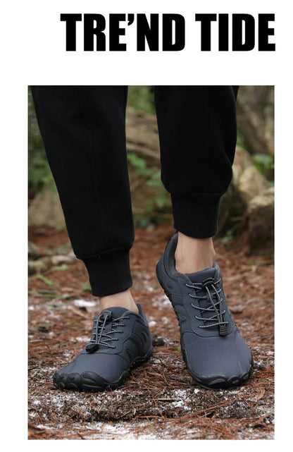 Men's Winter Warm Barefoot Shoes Waterproof Wide Toe Non-Slip Rubber Sole Plush Lined Hiking Shoes Outdoor Sneakers Running Shoe