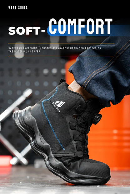 Men Safety Shoes Steel Toe Boots High Top Work Shoes Wear-resisting Slip Resistant Work Shoes Indestructible Breathable Sneakers