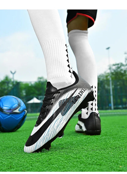New Men Football Boots Outdoor Non Slip Match Boys Breathable Soccer Shoes Sport Adult Cleats Training Long Spikes Comfortable