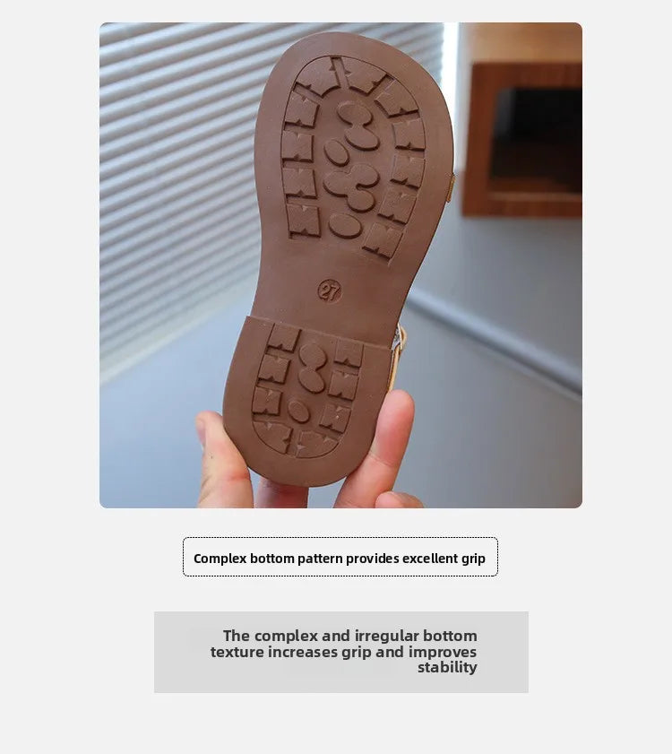 2026 Summer New Children's Princess Foreign Soft Sole Casual Anti-slippery Sole Toddler Toe Capped Beach Flats Elegant Shoes