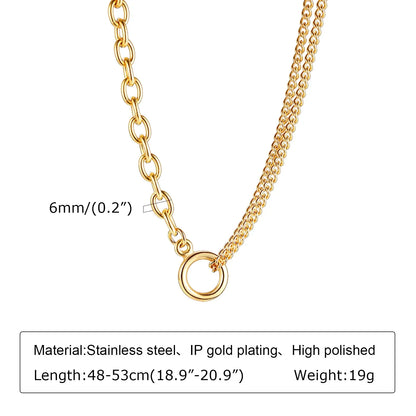 Chunky Gold Plated Link Necklace For Women, Stainless Steel Oval Thick Chain Choker Minimalist Jewelry