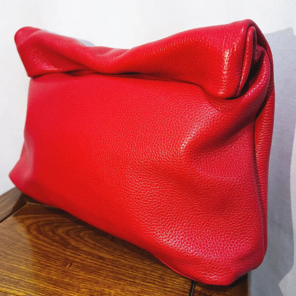 Leather Cowhide Handbag High Quality Leather Women's Foldable Designer Handbag Simple Magnet Handle Bags