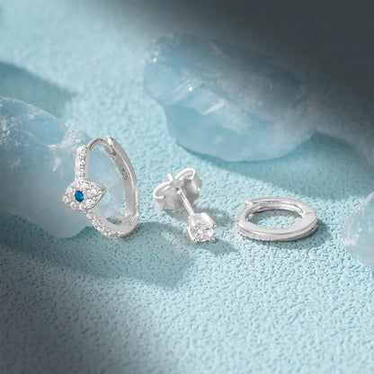 925 Sterling Silver 3PCS DIY Hoop Earring With Piercing Stud Earring Set Women Men Party Wedding Jewelry Set pendientes 925