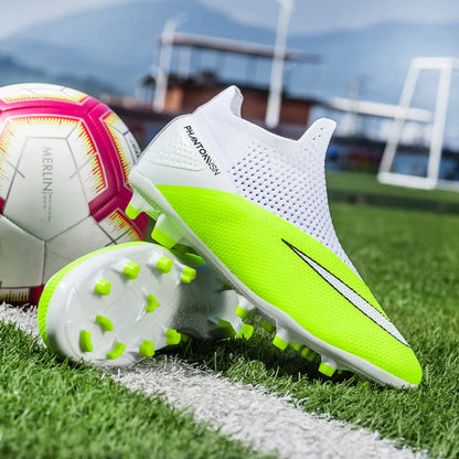 Big Size 49 48 Slip On Soccer Shoes Unisex Long Spike AG/TF Artificial Football Shoes Indoor Anti-slip Training Sport Boots