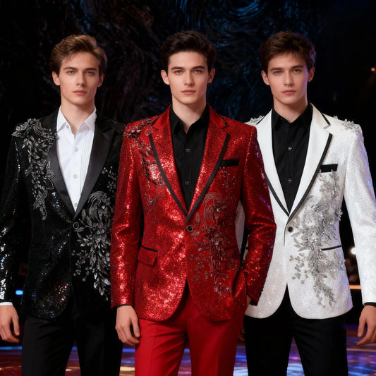 Stylish Stage Performance Men's Singer Nightclub Barbecue Suit Floral Embroidery Three-dimensional Double-sided Jacket