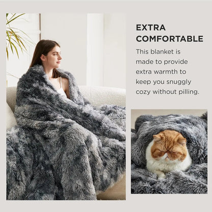 Fluffy Throw Blanket Gifts for Women Men Soft Fleece Sherpa Cozy Fuzzy Plush Warm Minky Thick Faux Fur Throw for Couch Bed
