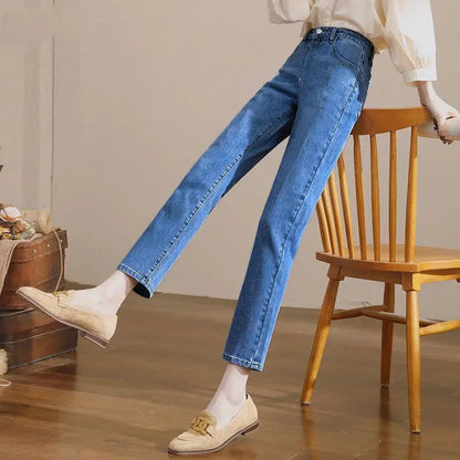 Vintage High-waisted Straight-leg Jeans For Women