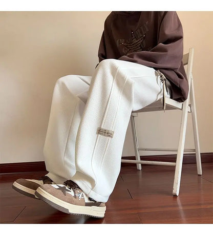 High-street cool pineapple plaid straight-leg wide-leg pants for men, casual outdoor party loose floor-length pants