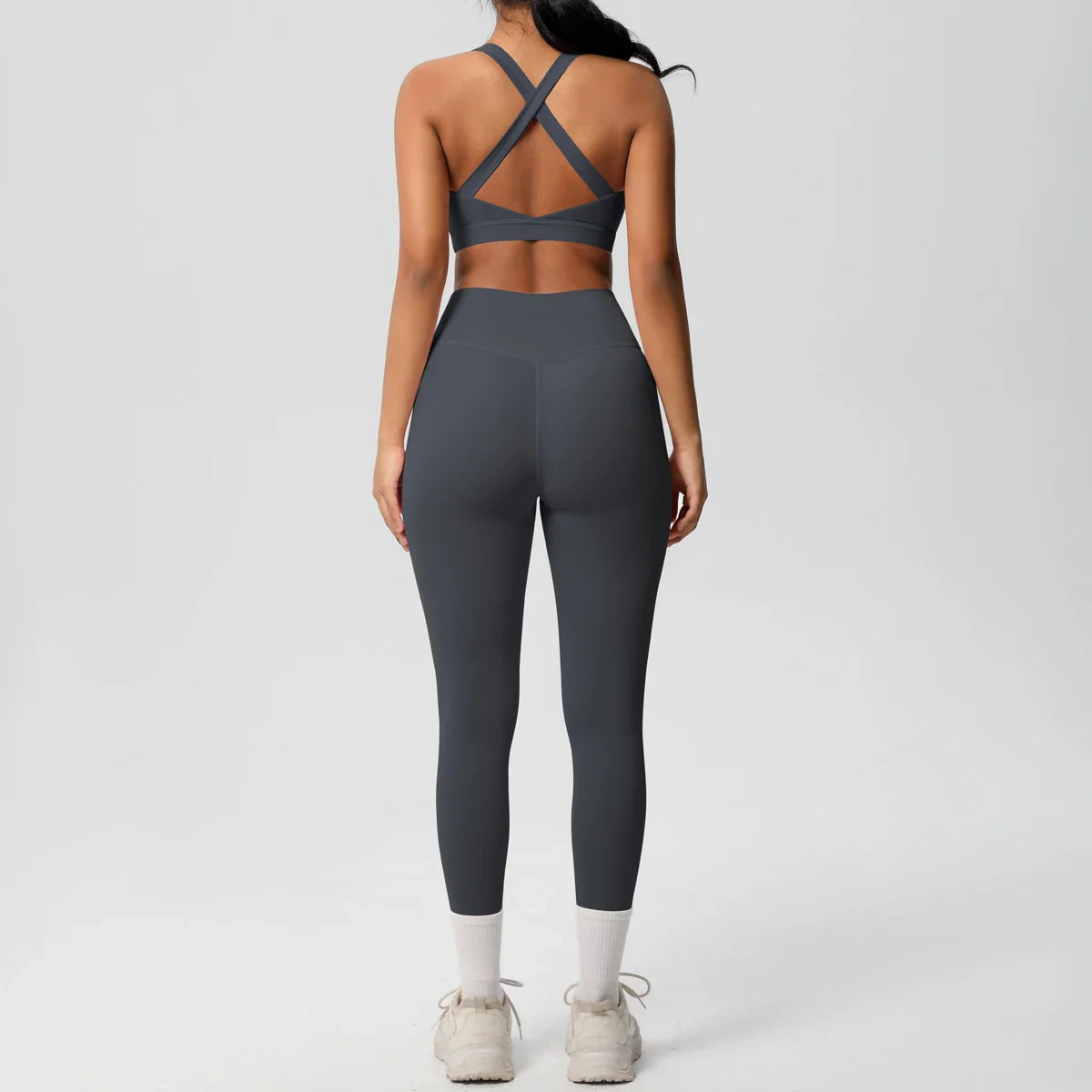 Women 2pcs Patchwork Sport Yoga Suit Training Sleeveless Sport Gym Tops  Tummy Control Slimming Booty Leggings Yoga Suit Sports