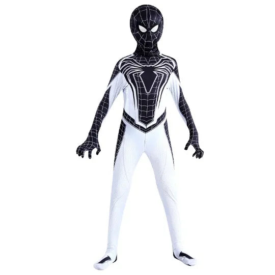 New Remy Jumpsuit with Halloween Superhero Web Spider Mask Costume for Boys Girls Soft Breathable Fabric Party Dress Up Cosplay