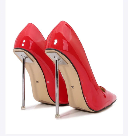 European And American Fashion Single Shoes European Station Pointed Toe Metal Thin Heel Elegant Women's Shoes High Heels Simple