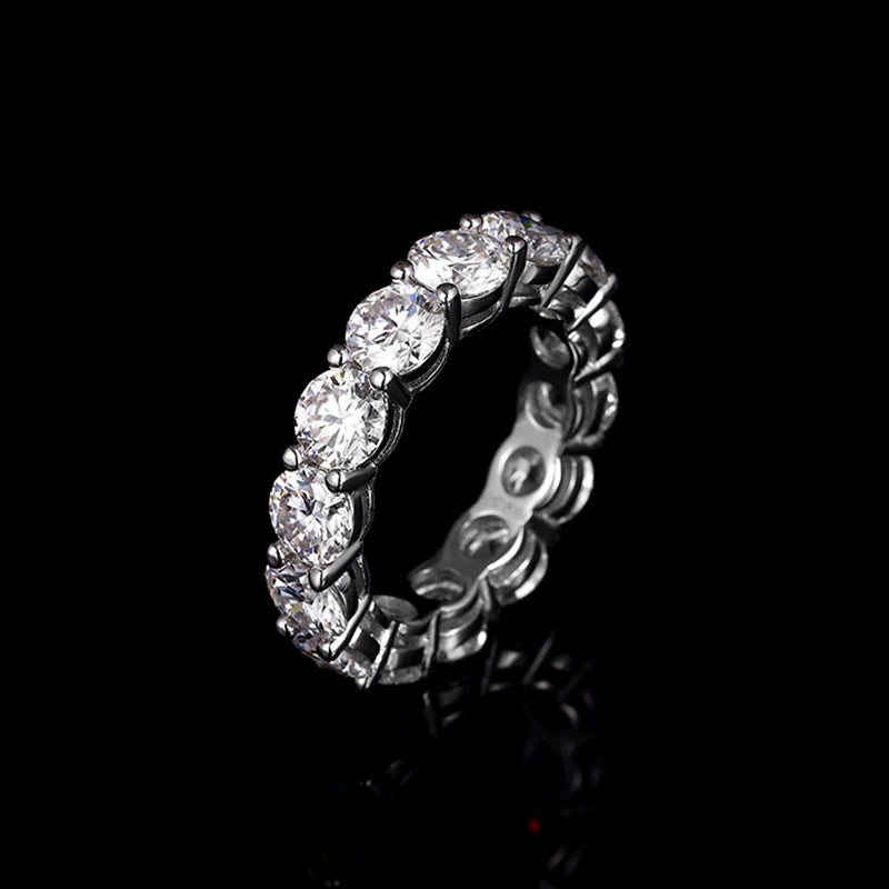 5mm Full Moissanite Ring for Woman Wedding 925 Sterling Silver Rings Lab Diamond Engagement Eternal Band Fine Jewelry
