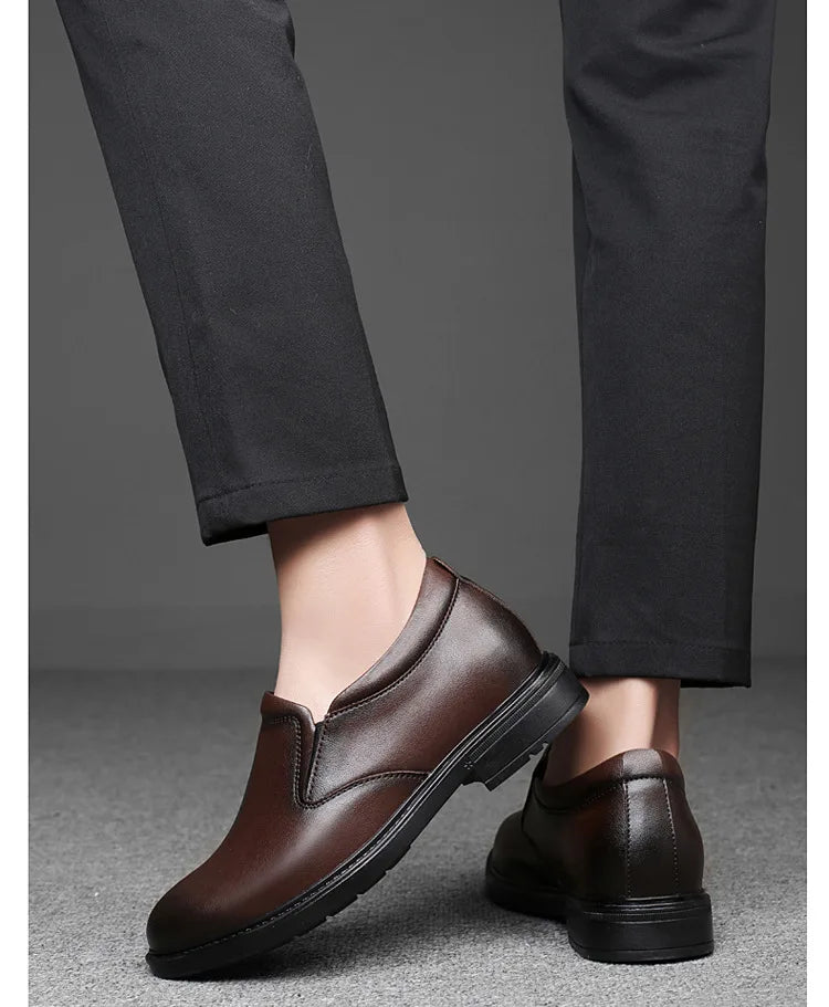 Height Increasing Shoes for Men 6cm 8cm Invisible Elevator Leather Casual Shoes Leathe Zapatillas De Hombre Large-sized Shoes