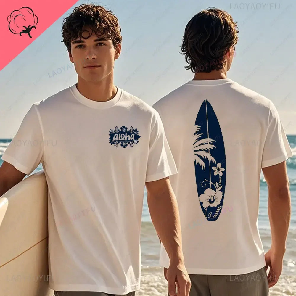 Hawaiian Traditions North Shore Hawaii Surfing Men Women White High Qulaty Cotton T-shirt Comfortable Beach-style Surf Tee Tops