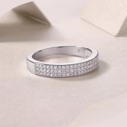 All Moissanite Ring 925 Sterling Sliver with Gold Plated Eternity Band Lab Diamond Rings for Women Party Sparkling Jewely