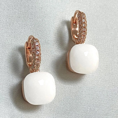 Classic Candy Color Earrings Inlay Transparent Zircon 27Colors Crystal Earrings Rose Gold Plated Fashion Jewelry For Women
