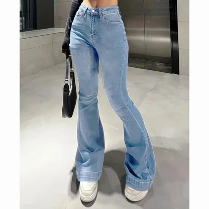High Waist Stretchy Flared Jeans Slim Fit Bell Bottoms Trousers