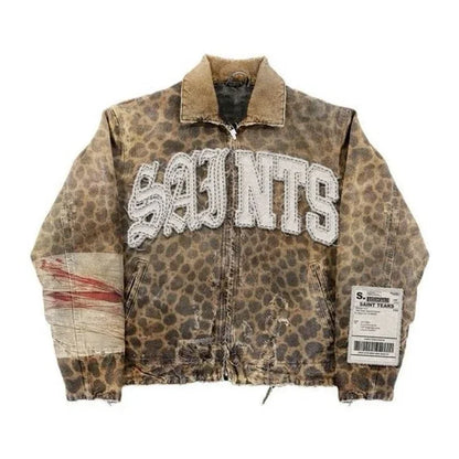 Retro Camouflage Leaf Jacket Y2K Coats Mens Womens Harajuku Hip Hop Letter Embroidery Patchwork Oversized Jacket Casual Clothes