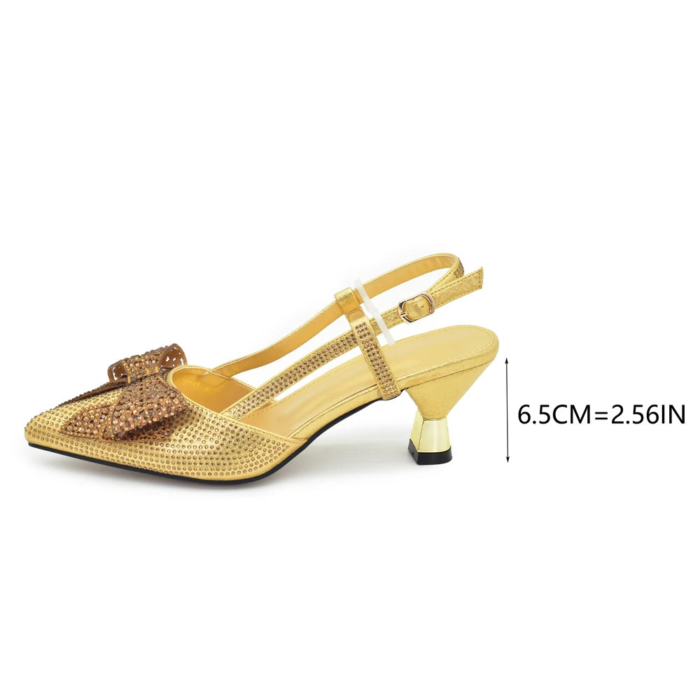 Italian Shoe and Bag Set Designer Wedding Luxury Italian Shoes and Bag Set for Women Full Rhinestone Party Pumps