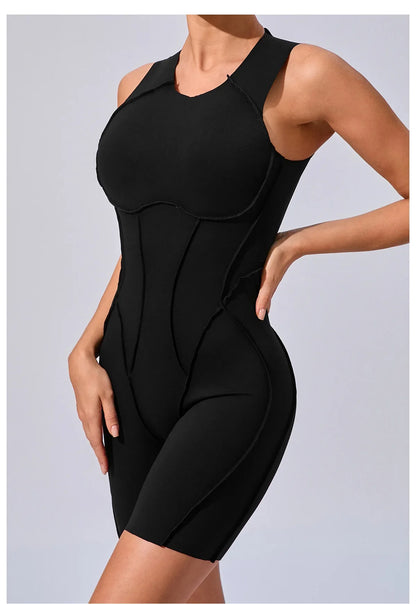 Women's High Elasticity Sports Bodysuit Kit Yoga Fitness Jumpsuit Open Back Hip-Lift Outdoors Gym Workout Sexy Fitness Outfit