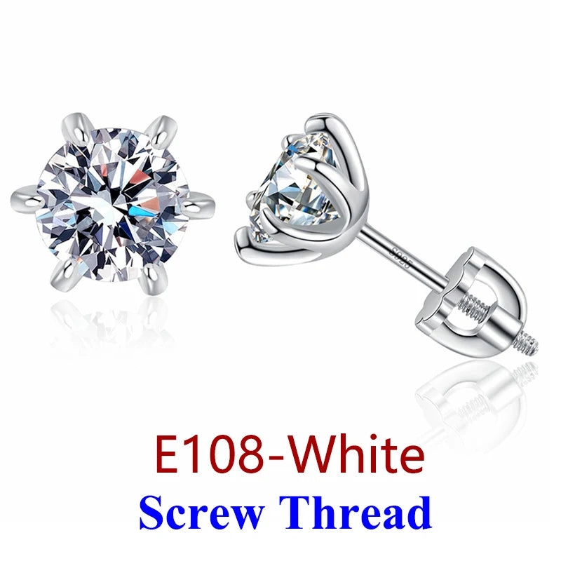 0.5-2ct Moissanite Diamond Stud Earrings for Women Original 925 Sterling Silver Lady's Moissanite Earring New 2026
